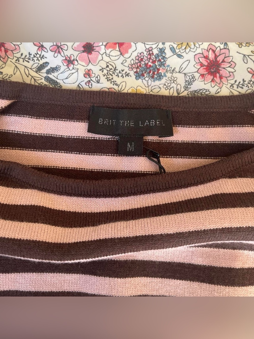 Striped Pink and Brown Boatneck Knit Top - Women - Picture 2 of 2